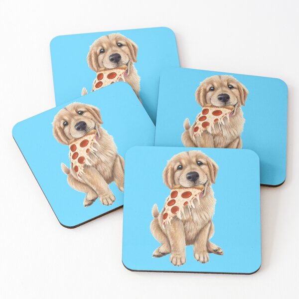 Item preview, Golden retriever puppy with a slice of pizza designed and sold by Mehu.