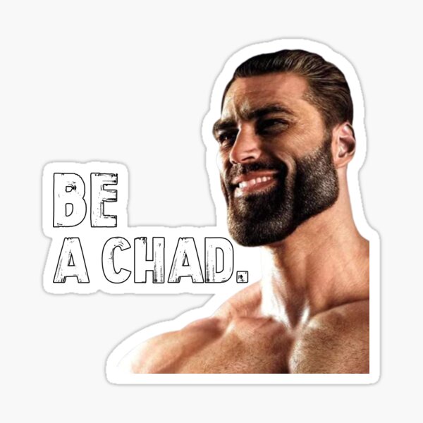 Giga Chad Meme Decal Sticker Chad Thundercock Meme Sticker Meme Gifts -   Hong Kong