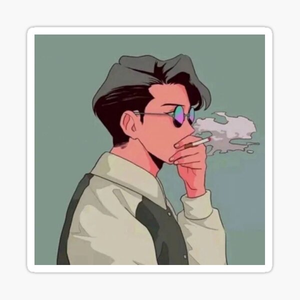 Anime Character Smoking Sticker