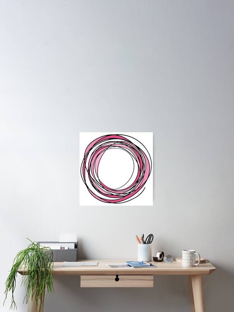 Imagen 2 de 3, Póster con la obra Garabatos Rosa, diseñada y vendida por first-draft.