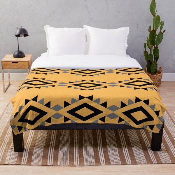Item preview, Preppy Bohemian mid century modern Southwestern Tribal Yellow Black Aztec designed and sold by IamTrending.