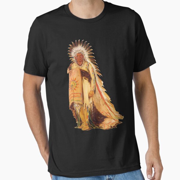 Item preview, Native American Sioux Indian Chief In a full-length, splendid dress with Head-Dress and Robe designed and sold by StickerArtwork.