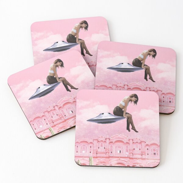 Item preview, Riding UFO Alien Saucer in Pink Sky Digital Collage Print designed and sold by taylluna.