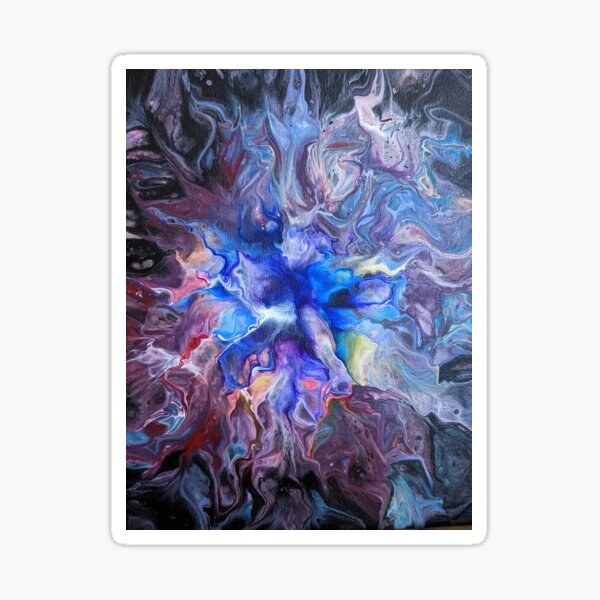 Blue Swirls Acrylic Pour Art Sticker