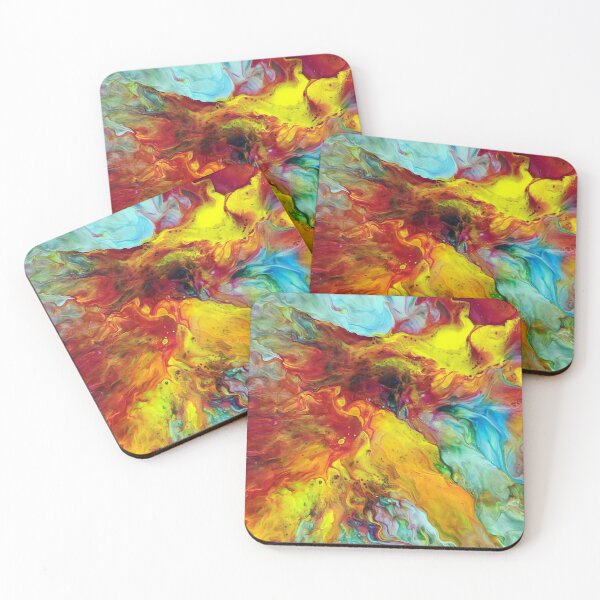 Item preview, Bright Vivid Red, Yellow, Green Acrylic Pour Art designed and sold by snowpinecone.