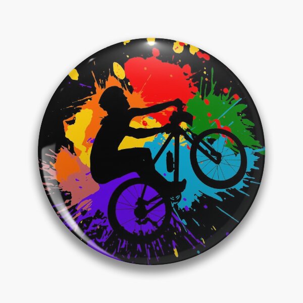 Item preview, Mountain biker jumps with blobs of colored paint designed and sold by Denis Rösler.