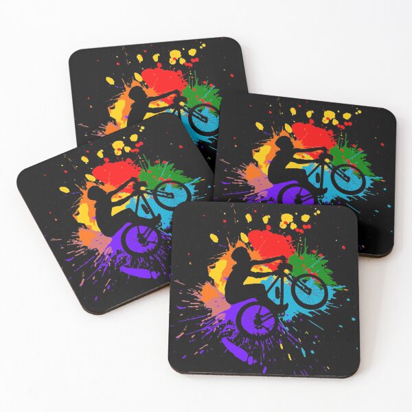 Item preview, Mountain biker jumps with blobs of colored paint designed and sold by Denis Rösler.