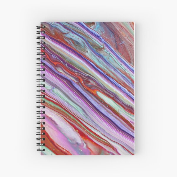 Bold Pink Jupiter Planet Surface Acrylic Pour Abstract Art Spiral Notebook