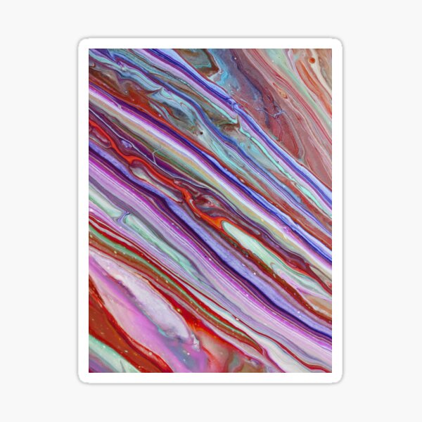 Bold Pink Jupiter Planet Surface Acrylic Pour Abstract Art Sticker
