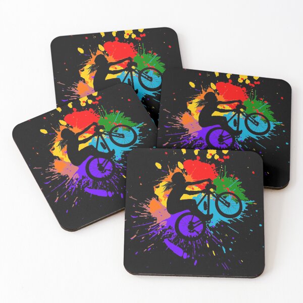 Item preview, Mountain biker jumps with blobs of colored paint designed and sold by Denis Rösler.