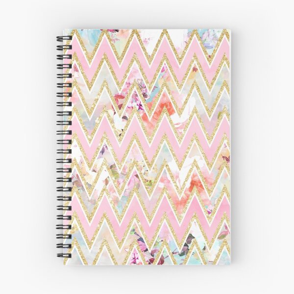 Item preview, Pastel watercolor floral pink gold chevron pattern designed and sold by GirlyTrend.