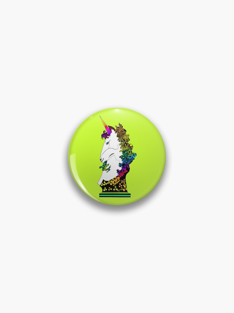 Thumbnail 1 of 3, Pin, Uni-on-Green designed and sold by EckerRobertsArt.