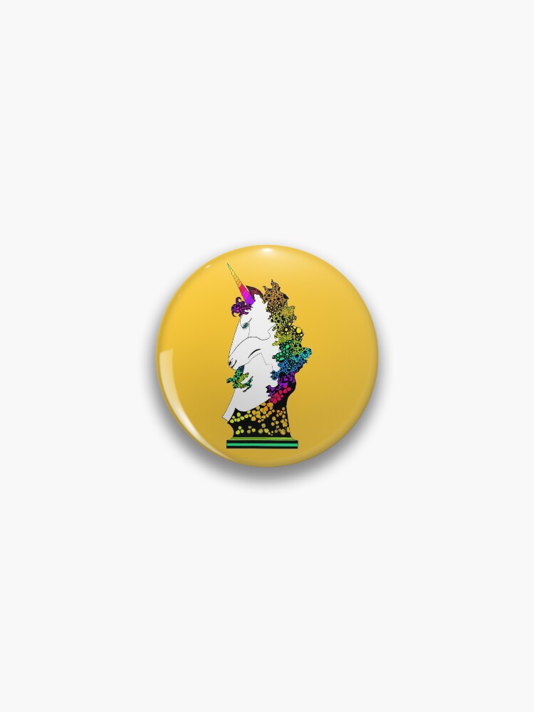 Thumbnail 1 of 3, Pin, Uni-on-Yellow designed and sold by EckerRobertsArt.