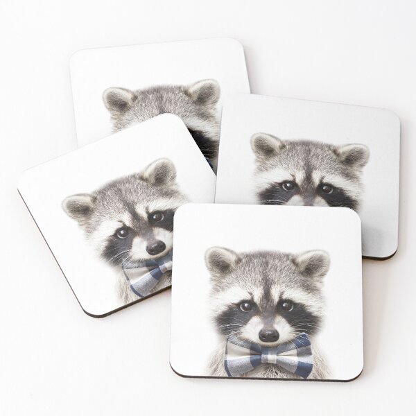 Item preview, Baby Raccoon With Bow Tie, Baby Animals Art Print by Synplus designed and sold by synplus.