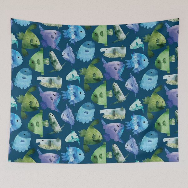 Item preview, Cute a Blue and Green Watercolor Mola Mola Sunfish designed and sold by TheRainbowRoom.