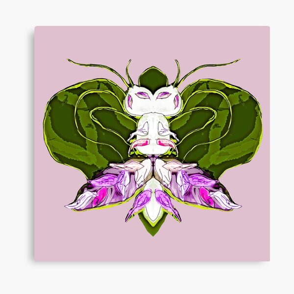 Cute alien insect - green on pink Canvas Print