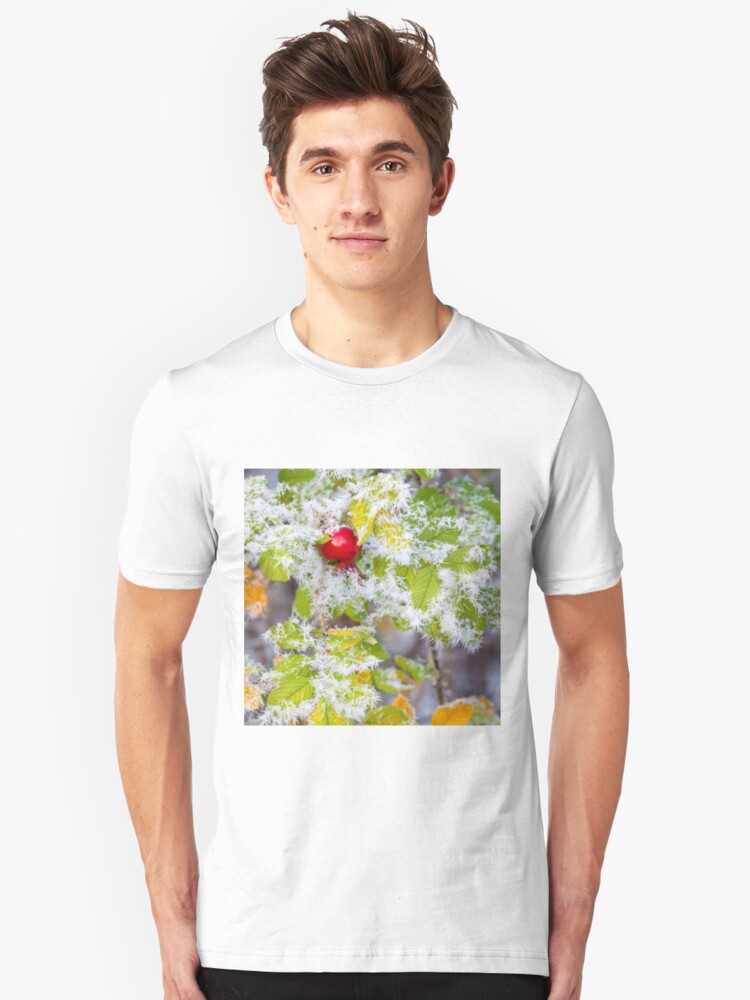 Alternate view of Rose hip and frozen leaves Slim Fit T-Shirt