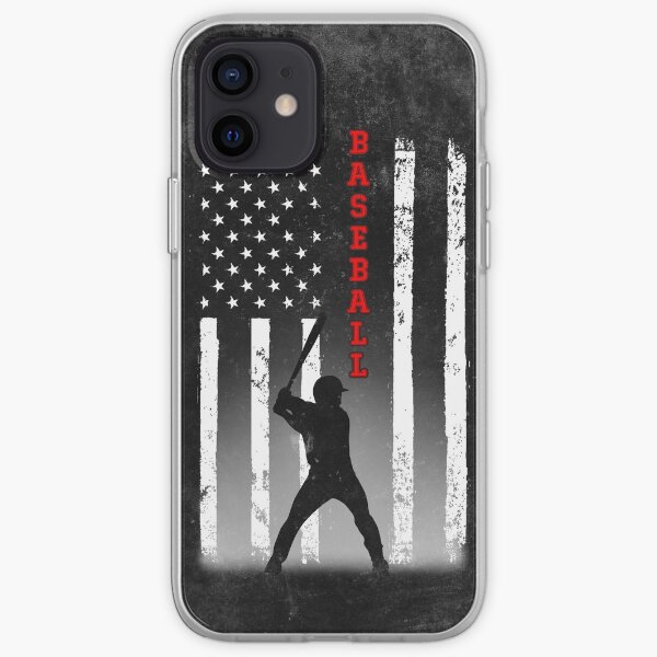 BASEBALL AMERICAN FLAG BLACK iPhone Soft Case