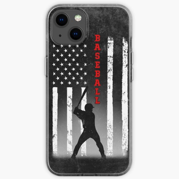BASEBALL AMERICAN FLAG BLACK iPhone Soft Case