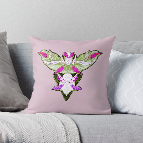 Cute alien bird - green on pink Throw Pillow