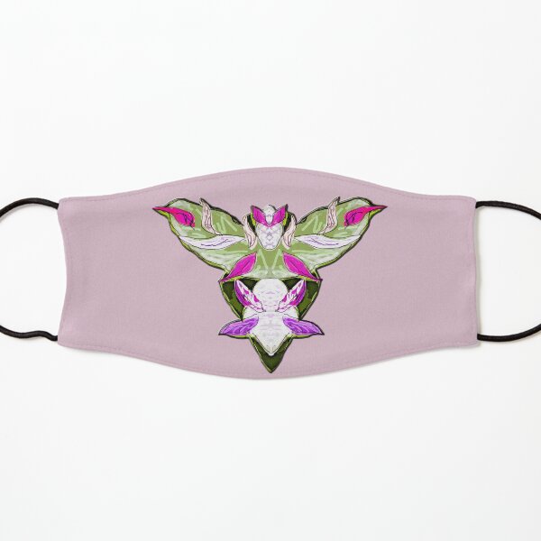 Cute alien bird - green on pink Kids Mask