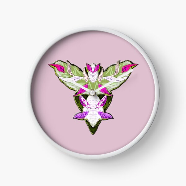 Cute alien bird - green on pink Clock