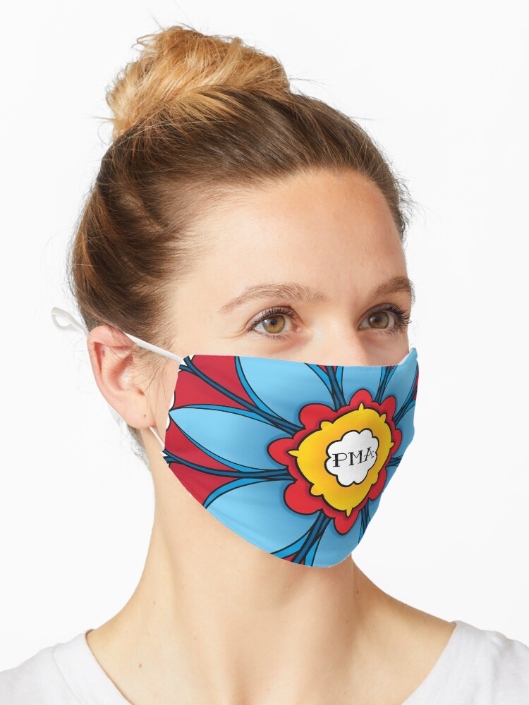 Blaue Und Rote Positive Mentale Einstellung Pma Maske Von Thecrassstitch Redbubble