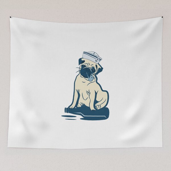 Item preview, funny drunken pug t-shirt | funny drunk pug in sailor hat  designed and sold by KARTICK DUTTA.