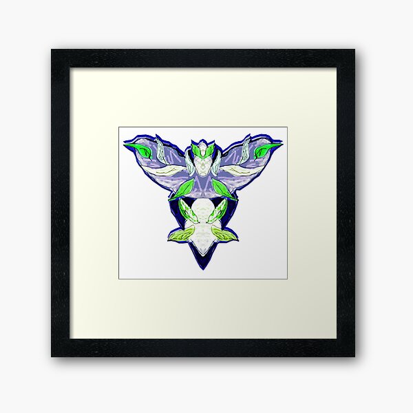 Cute alien birds - on dark blue Framed Art Print