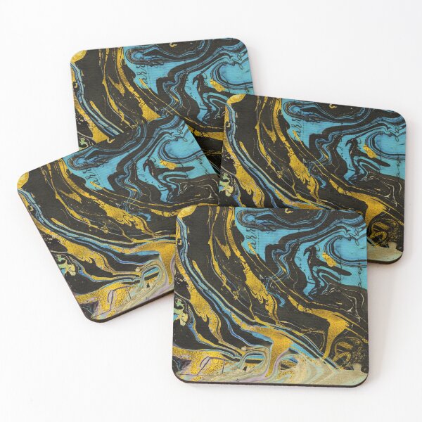 Item preview,  Marbling in  black , blue and gold  designed and sold by Sue Zipkin.