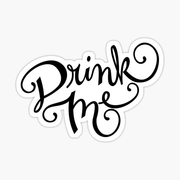 Drink Me Typography on Chalkboard Sticker
