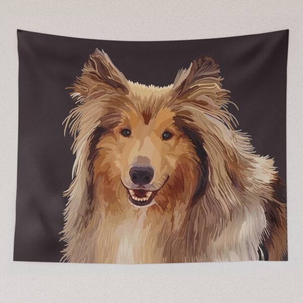 Item preview, Rough Coated Sable White Collie Dog Portrait  designed and sold by Deborah Camp.