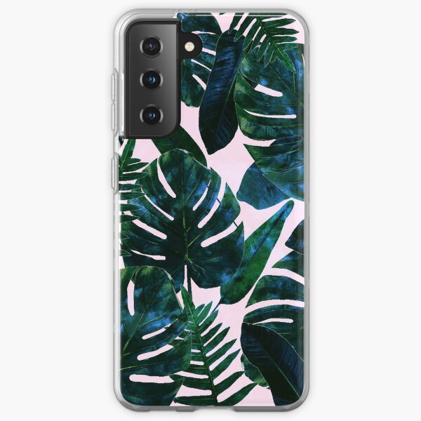 Perceptive Dream, Tropical Botanical Jungle Watercolor Painting, Monstera Palm Nature Bohemian Blush Illustration Samsung Galaxy Soft Case