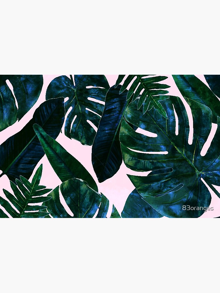 Perceptive Dream, Tropical Botanical Jungle Watercolor Painting, Monstera Palm Nature Bohemian Blush Illustration by 83oranges