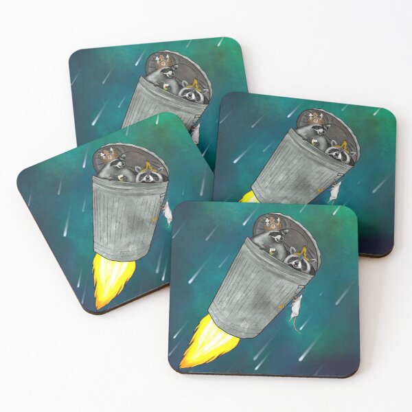 Item preview, Raccoons And Rat In Trash Bin Launching Into Space designed and sold by iamgirl1.