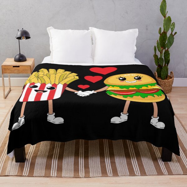 Item preview, KAWAII BURGER AND FRENCH FRIES CARTOON CHARACTER LOVING COUPLE designed and sold by gaCh438.
