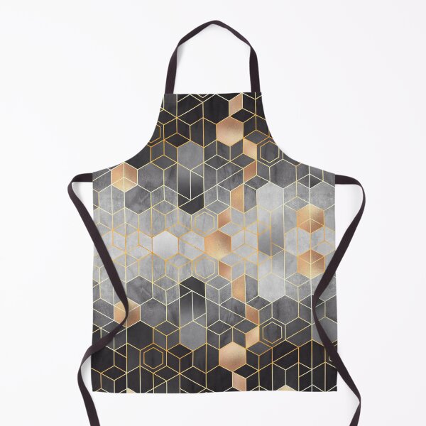 Item preview, Geometric Gold + Grayscale Hexagons Modern Stylistic Pattern designed and sold by EscapistDecor.