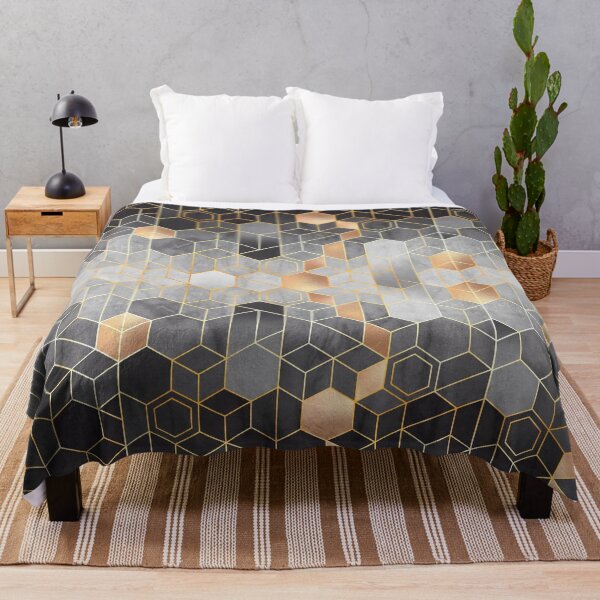 Artikelvorschau, Geometrisches Gold + Graustufen-Sechsecke Modernes Stilmuster entworfen und verkauft von EscapistDecor.