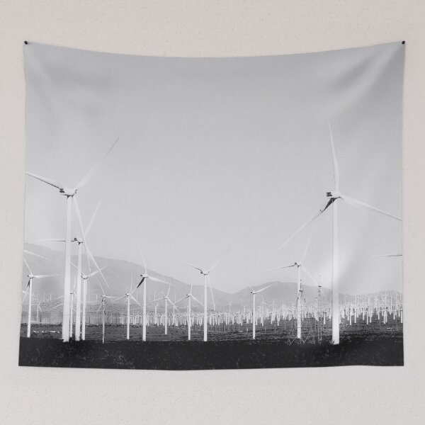 Item preview, wind turbine in the desert in black and white designed and sold by Mrvell.