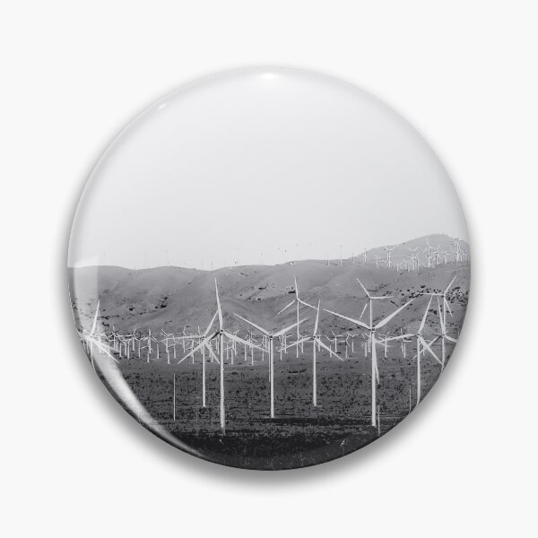 Item preview, wind turbine in the desert with mountain background in black and white designed and sold by Mrvell.