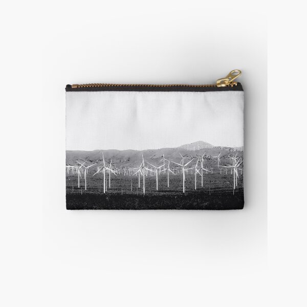 Item preview, wind turbine in the desert with mountain background in black and white designed and sold by Mrvell.