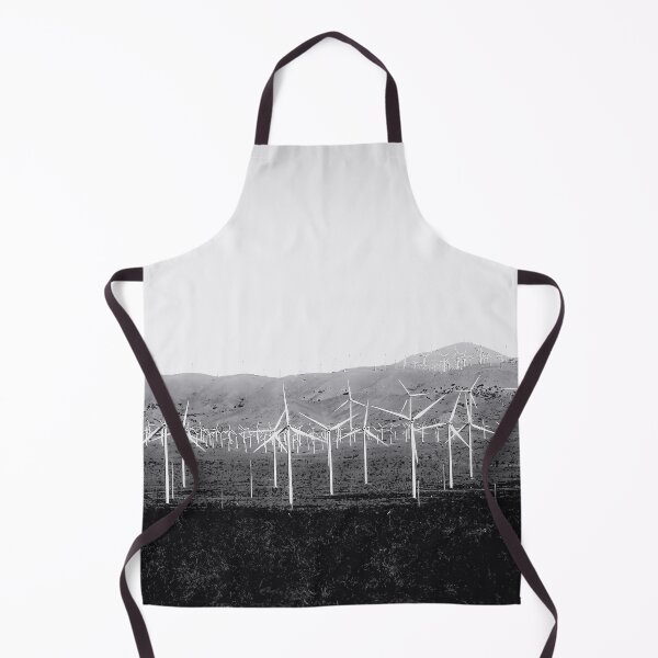 Item preview, wind turbine in the desert with mountain background in black and white designed and sold by Mrvell.