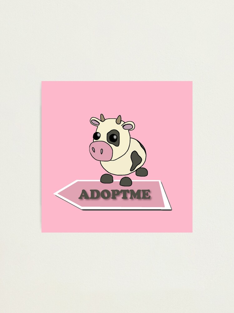 Cow Adopt Me Pet Roblox Pink Photographic Print By Totkisha1 Redbubble - how to make your roblox background pink