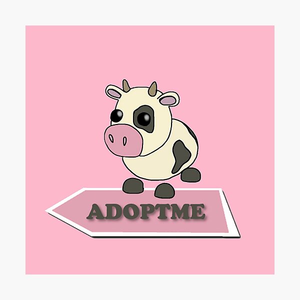 Cow Adopt Me Pet Roblox Pink Photographic Print By Totkisha1 Redbubble - roblox adopt me pets neon cow