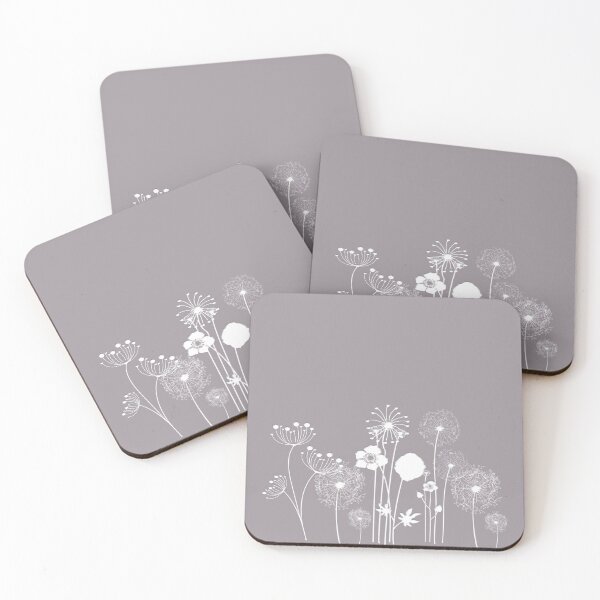 Item preview, White wildflowers on a light Mauve Background designed and sold by squishyrainbow.