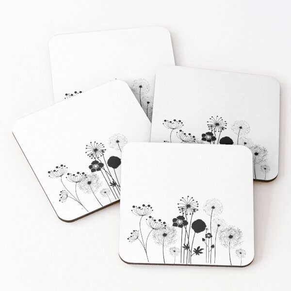 Item preview, Black Wildflowers on white background designed and sold by squishyrainbow.