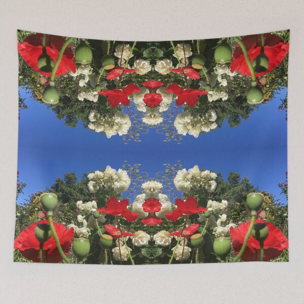 Artikelvorschau, Scharlachrote Mohnblumen im Sommer, Botanische Schönheit unter blauem Himmel, RTBG, Hobart / Nipaluna entworfen und verkauft von RoseAromas.