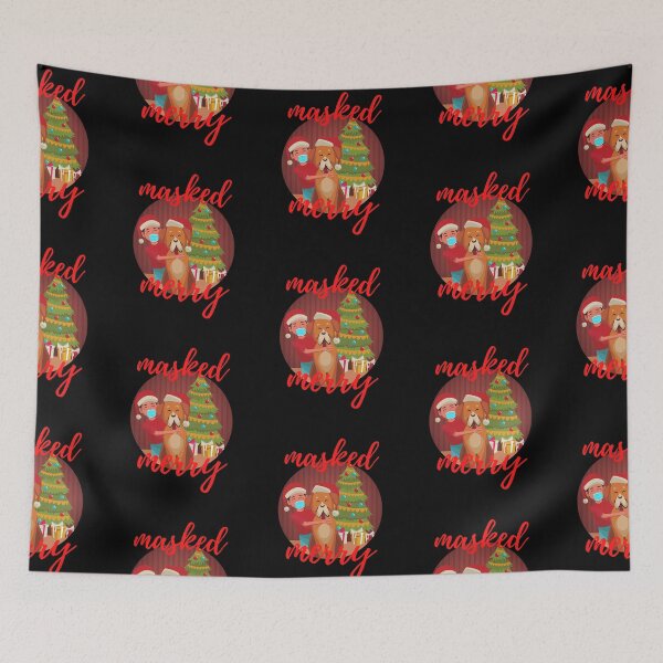 Item preview, Boy and Dog with Santa Hat Masked and Merry Christmas designed and sold by ARUN VASWANI.