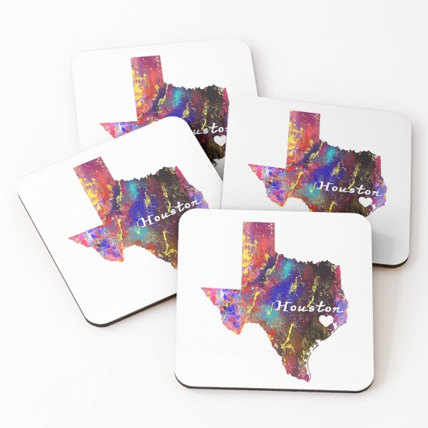 Item preview, Houston Heart On Map Watercolor design map quote d designed and sold by vividpixelusa.