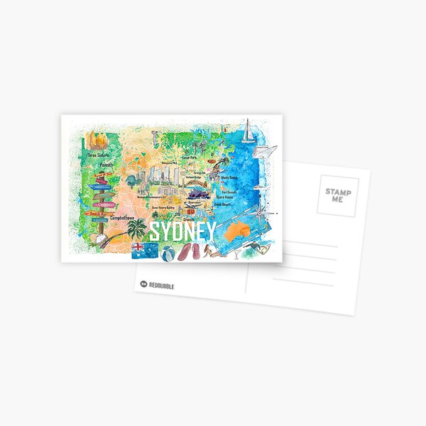 Item preview, Sydney Australia Illustrated Map with Main Roads Landmarks and Highlights designed and sold by artshop77.